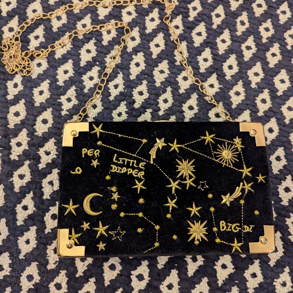 Black Velvet Constellation Celestial Clutch